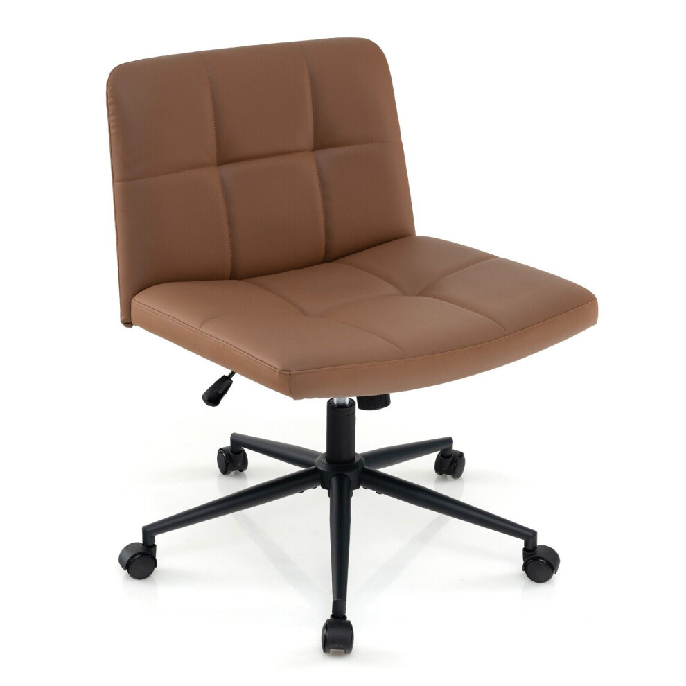 Criss Cross Chair PU Leather Upholstered Cross-legged Office Chair
