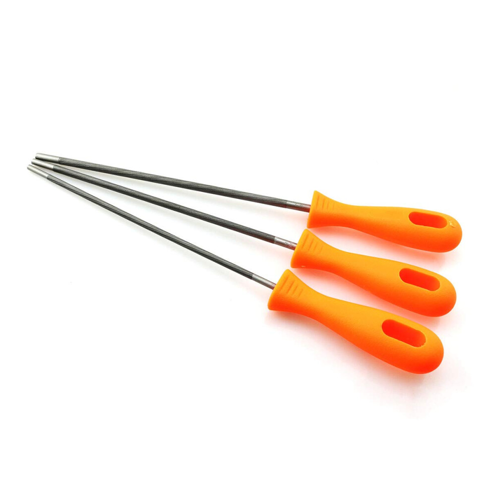 Heyous 3Pcs 5/32 Inches Chainsaw Chain Sharpening File Set Chainsaw Files Sharpener With Plastic Handle Woodworking Hand Tools 729388717927