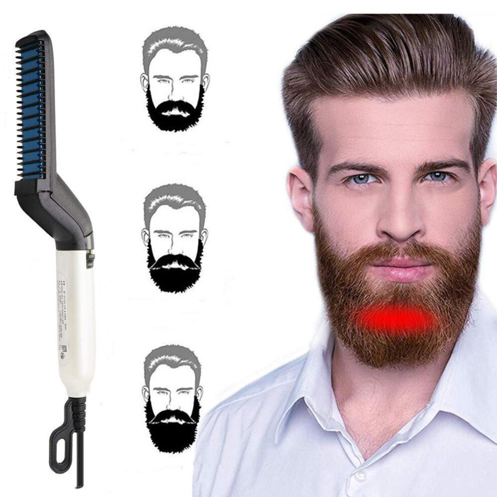 Voarge Beard Straighteners For Men, Quick Beard Straightener Comb, Multifunctional Hair Curling Curler Beard Comb For Frizzy Beard Hair, Diy Flexible