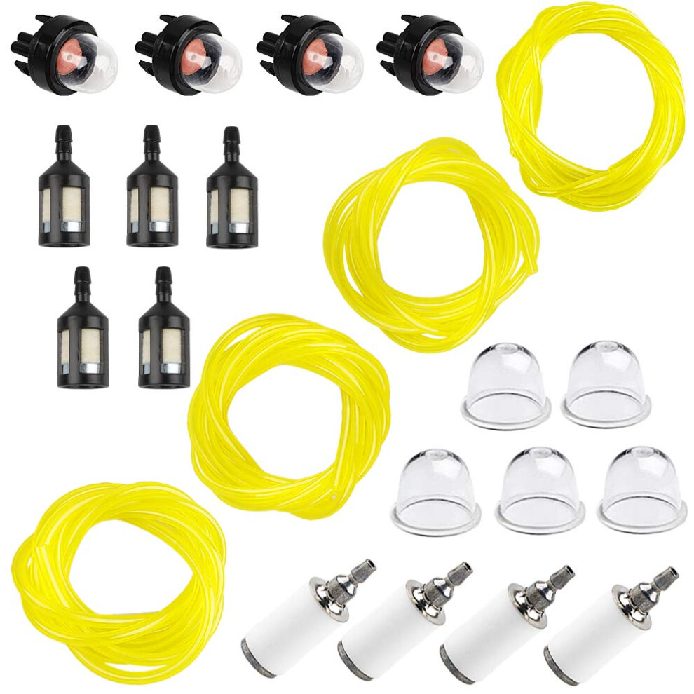 Hpenp 16 Feet 4 Sizes Fuel Line Hose With Snap In Primer Bulb,Primer Pouland Bulb Fuel Filter Fit For Zama Stihl Poulan Weedeater Craftsman Husqvarna 782942126429