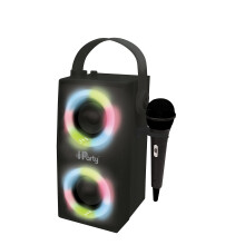 LEXIBOOK BTP180BKZ iParty-Portable Bluetooth Speaker with Microphone, Light Effects, Karaoke, Wireless, USB, SD Card, Rechargeable Battery, Black, One