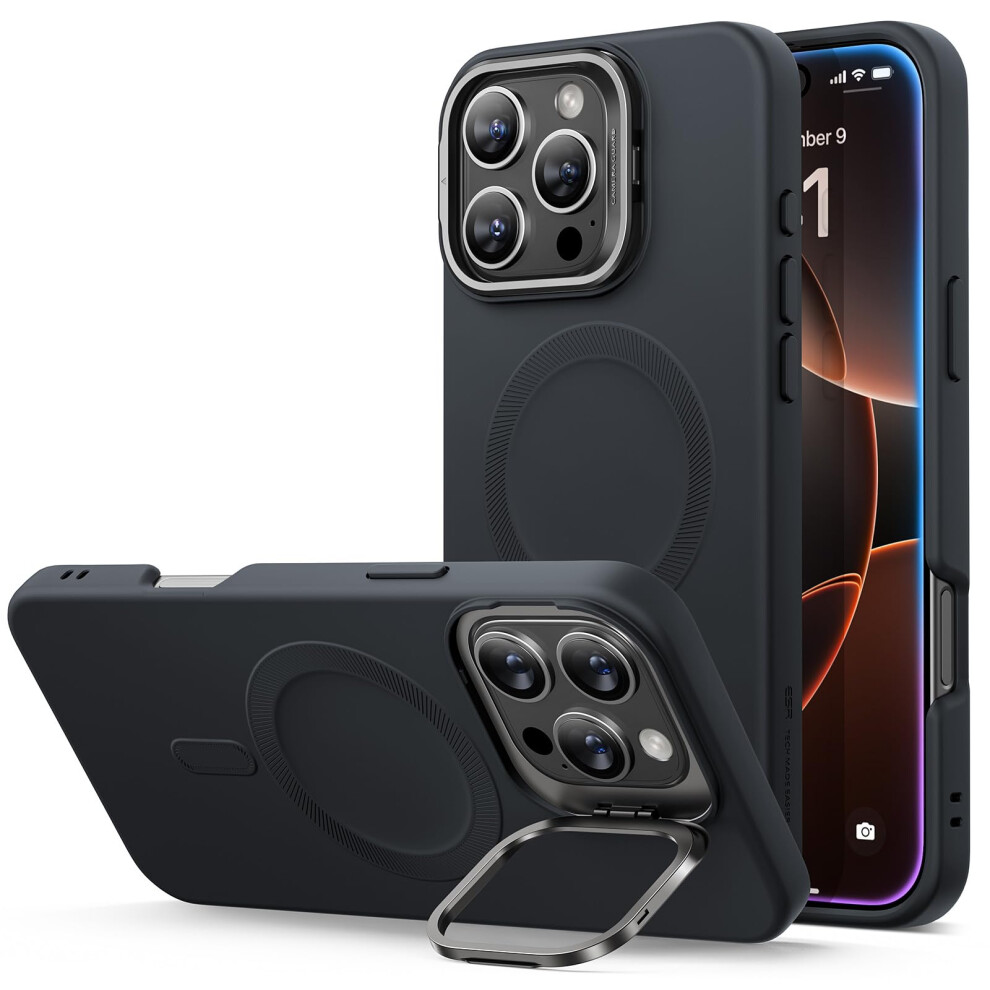 Esr For Iphone 16 Pro Case, Silicone Case With Stand, Compatible With Magsafe, Military-Grade Protection, Built-In Camera Stash Stand, Magnetic Phone 4894240223451