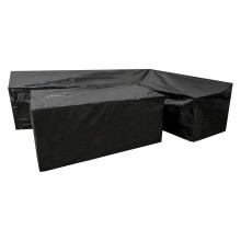 Woodside L Shape Outdoor Garden Corner Sofa & Table Dining Set Cover, Black, 100g/M2, 4