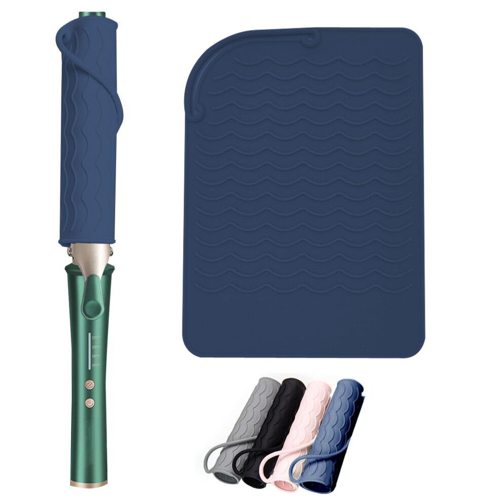Wubayi Heat Mat For Hair Straighteners,Silicone Heat Resistant Mat For Curling Iron, Flat Iron, Heat Protecting Mat For Hot Hair Styling Tools (Blue)