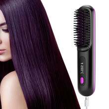 Digilams Cordless Hair Straightener Brush | USB Rechargeable Mini Travel Hot Comb, 3 Heat Modes 160–200C, Ceramic Glaze Teeth, Negative Ionic