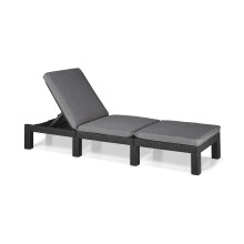 Allibert by Keter Daytona Deluxe Outdoor Garden Sun lounger - Graphite with Grey Cushions