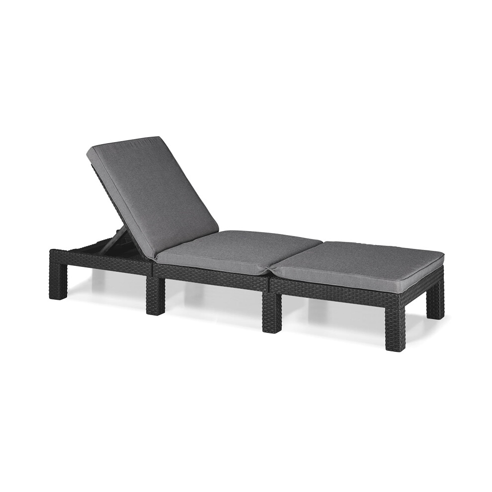 Keter Allibert By Daytona Deluxe Outdoor Garden Sun Lounger - Graphite With Cushions Grey