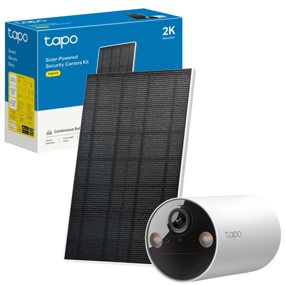 Tapo TC82 KIT 2K 3MP Battery Solar Security Camera Outdoor, Maintenance-free, Colour Night Vision, Outdoor Camera No Monthly Fee, Smart Person