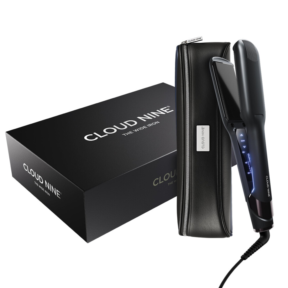 Cloud Nine The New Wide Iron Hair Straightener | Variable Temperature Control | Revive Mode Mineral-Infused Plates | Digital Display 360? Swivel Cord