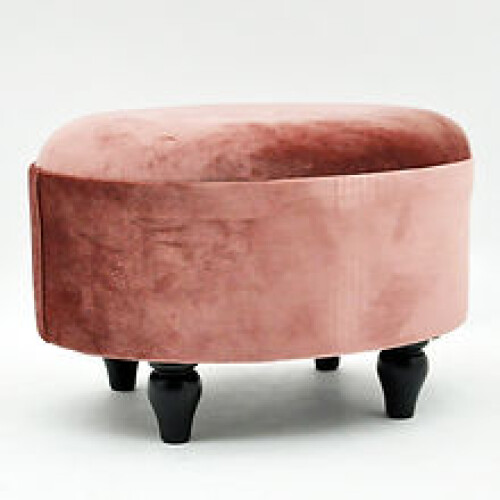 PINK VELVET OVAL FOOTSTOOL