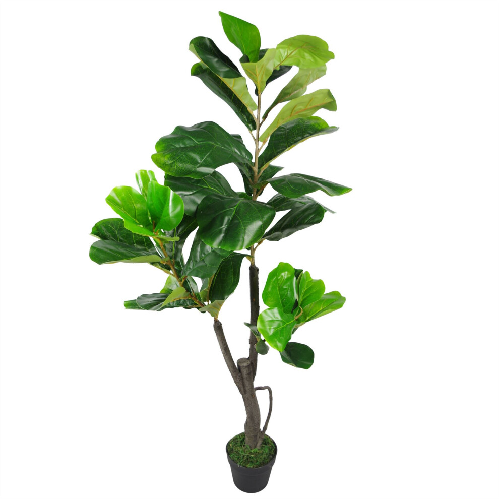 120cm (4ft) Large Artificial Fiddle Fig Tree Ficus Lyrata Plant - Image 7
