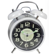 Champion Double Bell Silent Sweep White Alarm Clock DB11503W