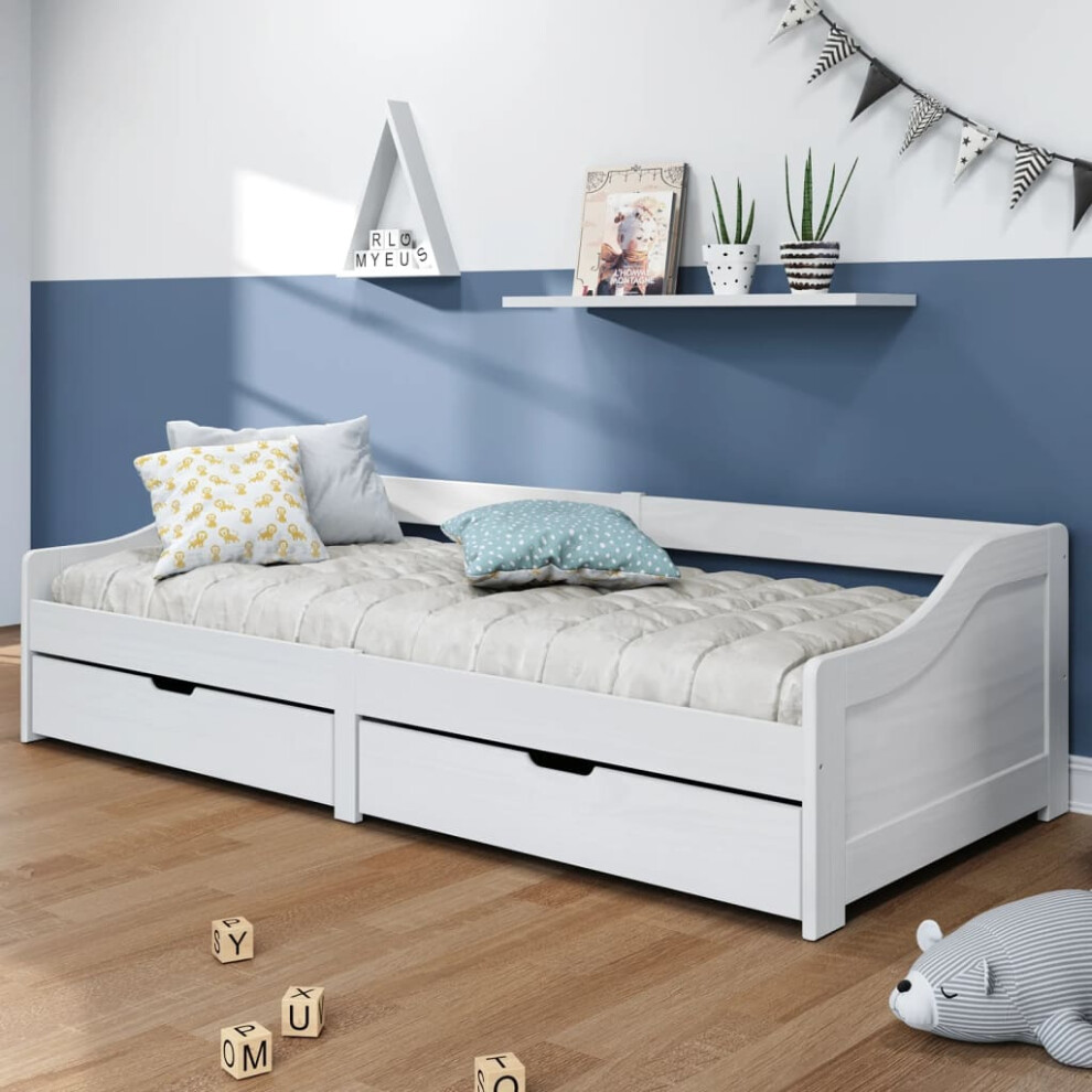 vidaXL Day Bed with 2 Drawers IRUN White 90x200 cm Solid Wood Pine