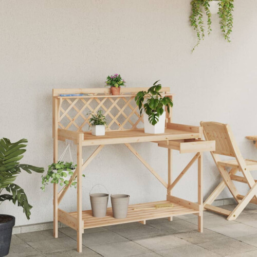 VidaXL vidaXL Potting Bench with Trellis Solid Wood Fir 2