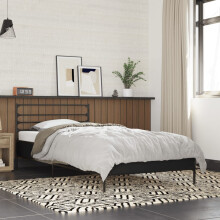 vidaXL Bed Frame Black 90x190 cm Single Engineered Wood and Metal