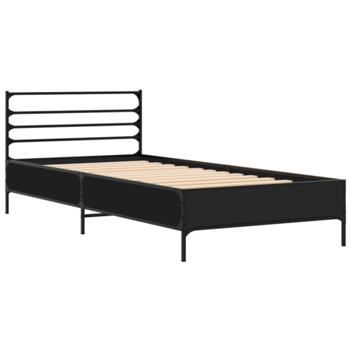 VidaXL vidaXL Bed Frame Black 75x190 cm Small Single Engineered Wood and Metal 1