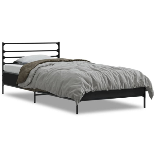 VidaXL vidaXL Bed Frame Black 75x190 cm Small Single Engineered Wood and Metal 2