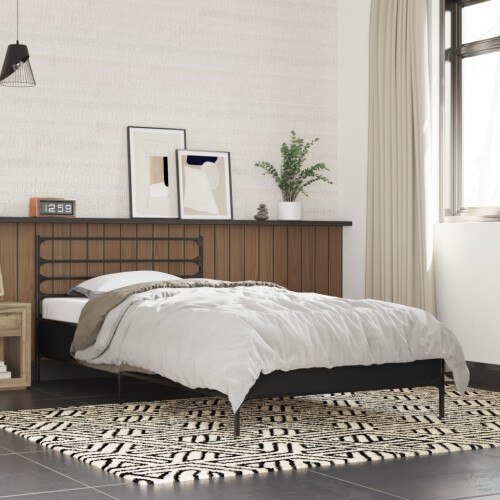 VidaXL vidaXL Bed Frame Black 75x190 cm Small Single Engineered Wood and Metal