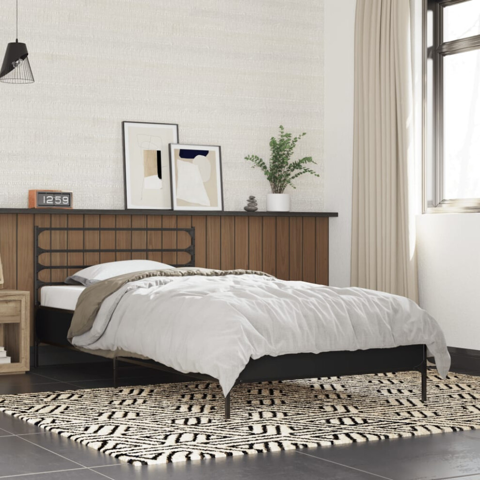 Vidaxl Bed Frame Black 75X190 Cm Small Single Engineered Wood And Metal