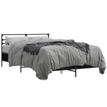 vidaXL Bed Frame Black 140x200 cm Engineered Wood and Metal