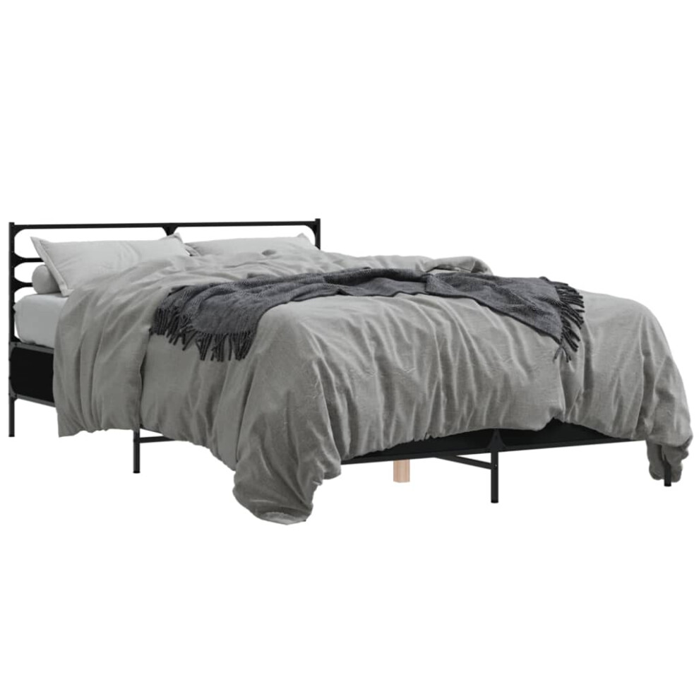 Vidaxl Bed Frame Black 120X200 Cm Engineered Wood And Metal