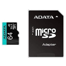 Cartão de memória - ADATA - AUSDX64GUI3V30SA2-RA1 - 64 Go - Micro SDXC - IPX7 à prova d'água