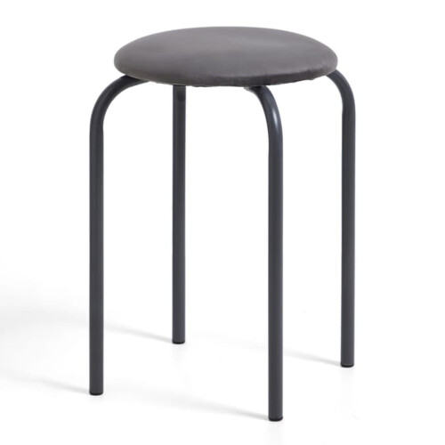 (Grey) Round Metal Stacking Stools, Bar Chairs for Home Office 2