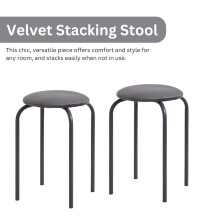 (Grey) Round Metal Stacking Stools, Bar Chairs for Home Office