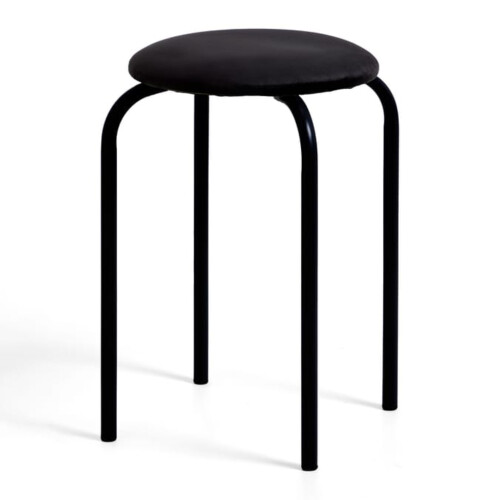 (Black) Round Metal Stacking Stools, Bar Chairs for Home Office