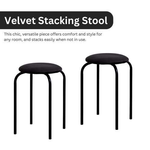 (Black) Round Metal Stacking Stools, Bar Chairs for Home Office 2