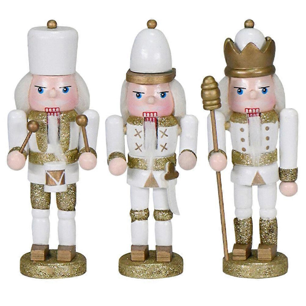 Kricely (As Show, One Size) 3Pcs Wooden Nutcracker Adornments Xmas Desktop Decorations Christmas Gifts