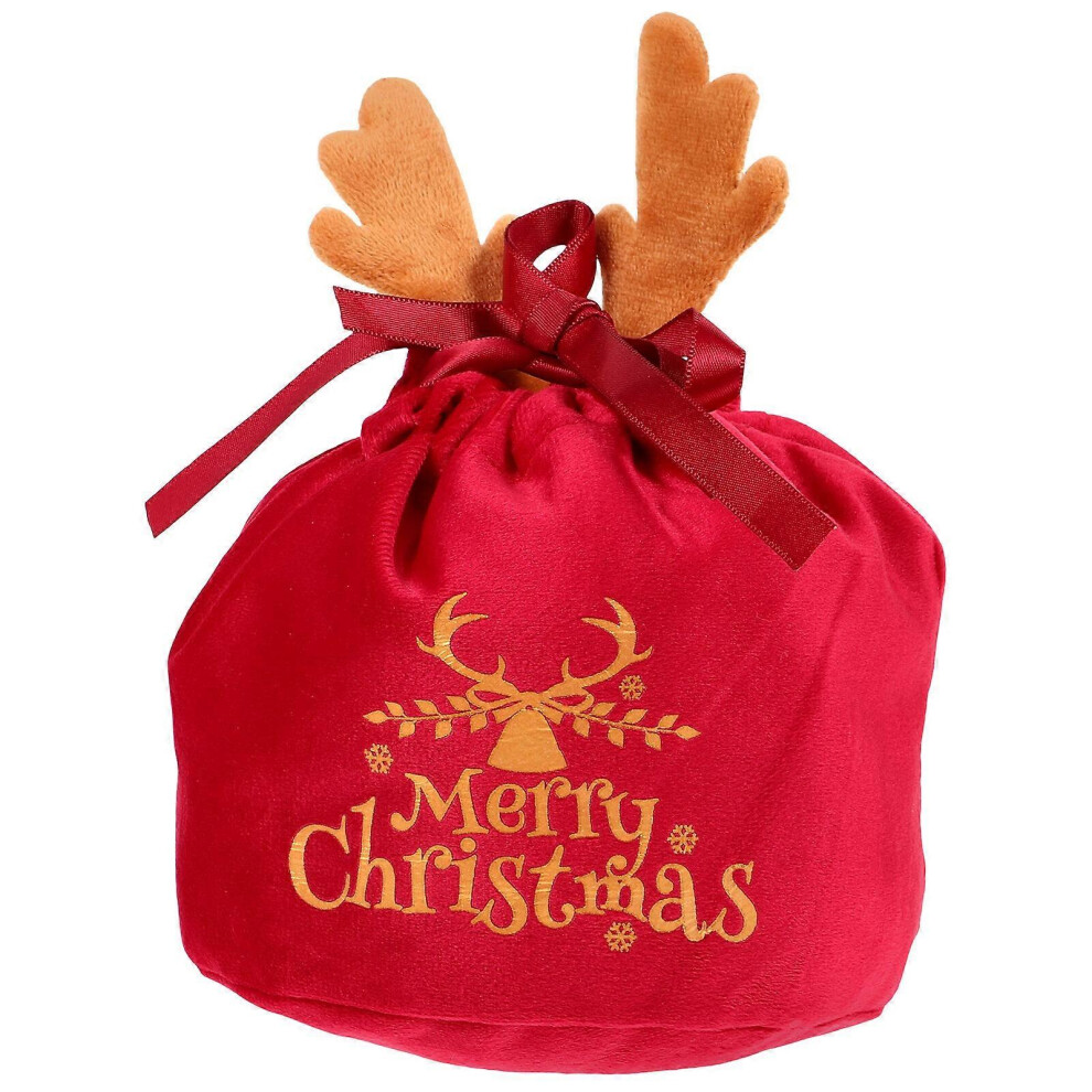 Kricely (As Show, One Size) Christmas Drawstring Bag Cloth Xmas Bag Large Capacity Gift Bag Christmas Elements Drawstring Bag