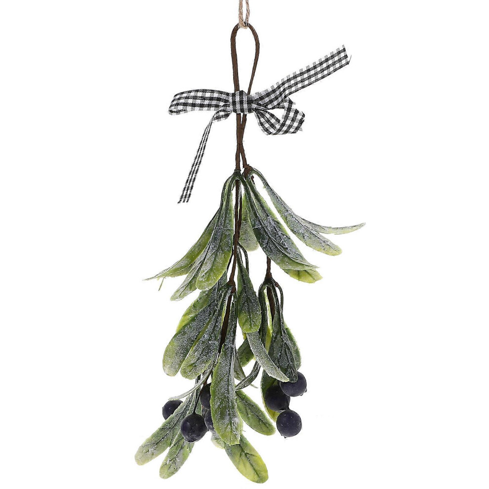 Kricely (As Show, One Size) Artificial Mistletoe Branch With Berries Fake Christmas Hanging Mistletoe Branch
