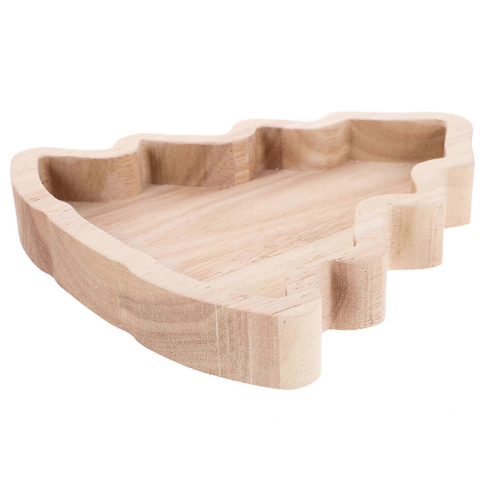 Kricely (As Show, One Size) Xmas Snack Tray Christmas Tree Dish Wooden Snack Plate Candy Plate Dry Fruit Plate
