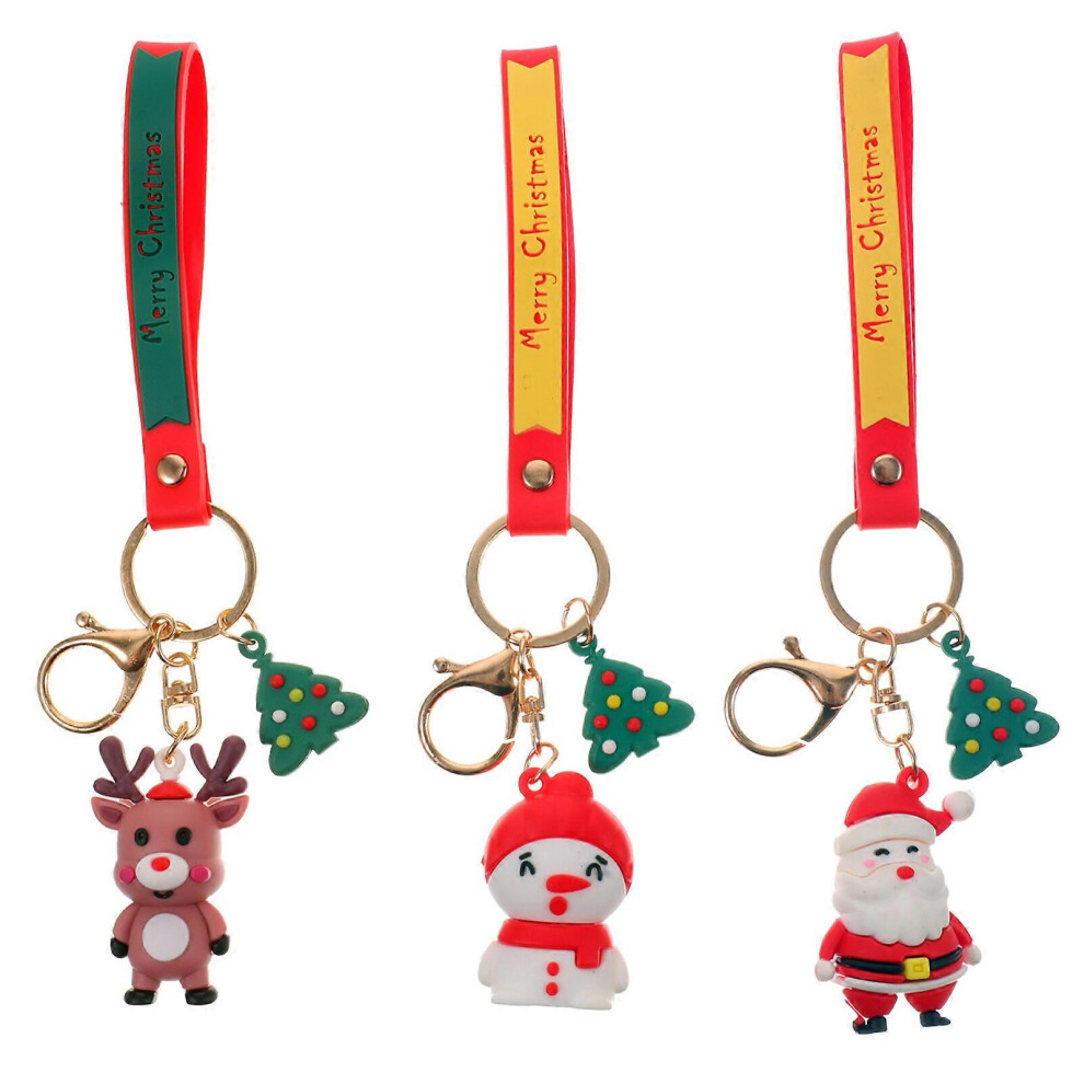 Kricely (As Show, One Size) 3Pcs Adorable Christmas Themed Keychain Pendants Decorative Hanging Adornments