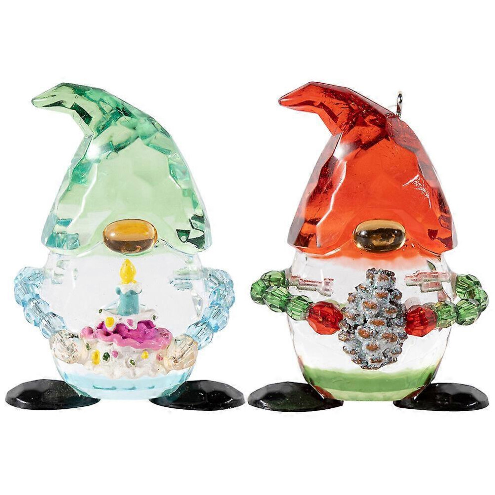 Kricely (As Show, One Size) 2Pcs Christmas Acrylic Elf Decoration Desktop Elf Doll Ornament Xmas Tree Hanging Pendant