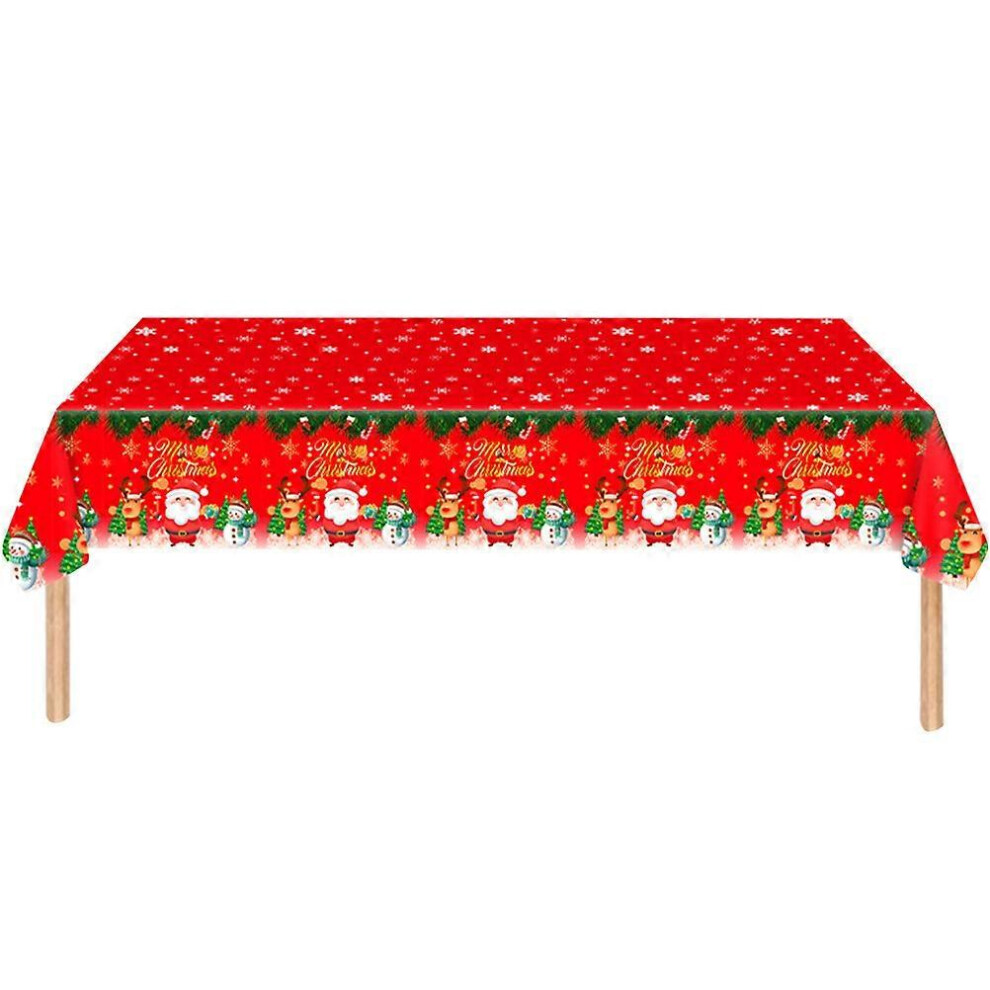 Kricely (As Show, One Size) Christmas Plastic Tablecloth Disposable Tablecloths Xmas Dinning Room Centerpiece