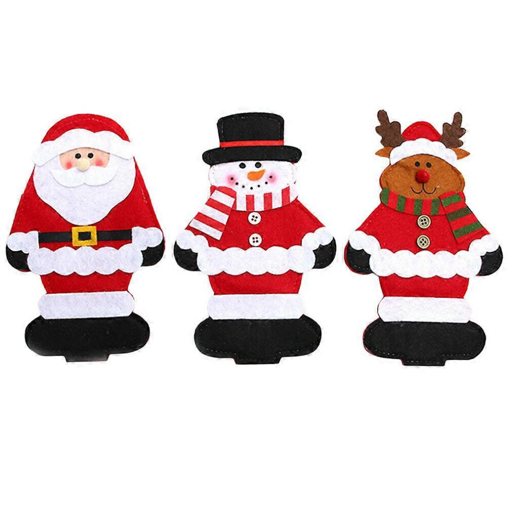 Kricely (As Show, One Size) 3Pcs Christmas Themed Cutlery Bags Cutlery Pouches Silverware Sleeves Xmas Table Decorations