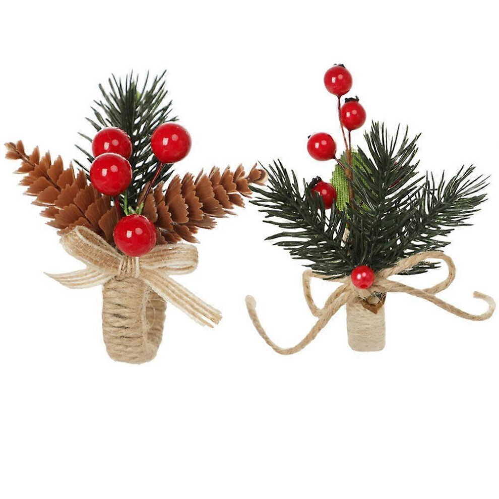 Kricely (As Show, One Size) 2Pcs Christmas Napkin Rings Pine Cone Napkin Rings Decorative Napkin Buckles Napkin Ring Holders