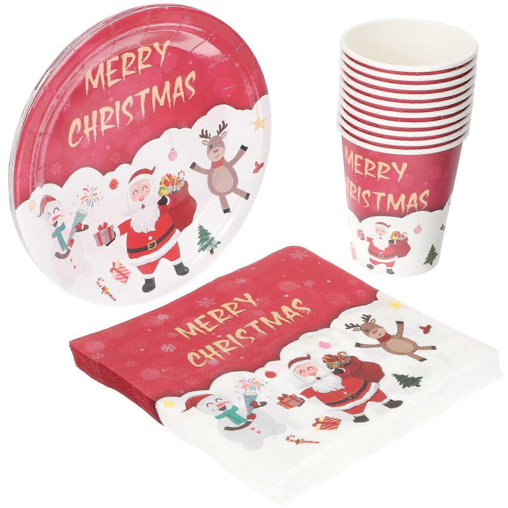 Kricely (As Show, One Size) 1 Set Of One-Off Christmas Utensil Disposable Cutlery Christmas Cake Dessert Plates