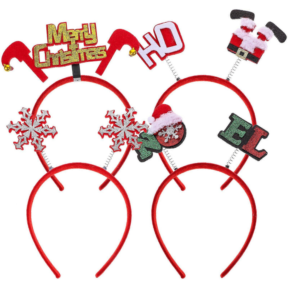 Kricely (As Show, One Size) 4Pcs Christmas Headbands Decorative Xmas Hairbands Adorable Felt Headbands Ornaments