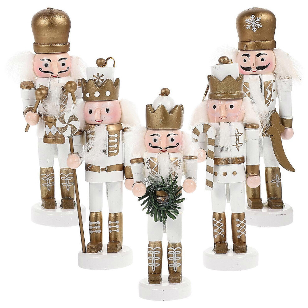 Kricely (As Show, One Size) 5Pcs Christmas Hanging Nutcracker Wooden Nutcracker Ornament Xmas Tabletop Nutcracker