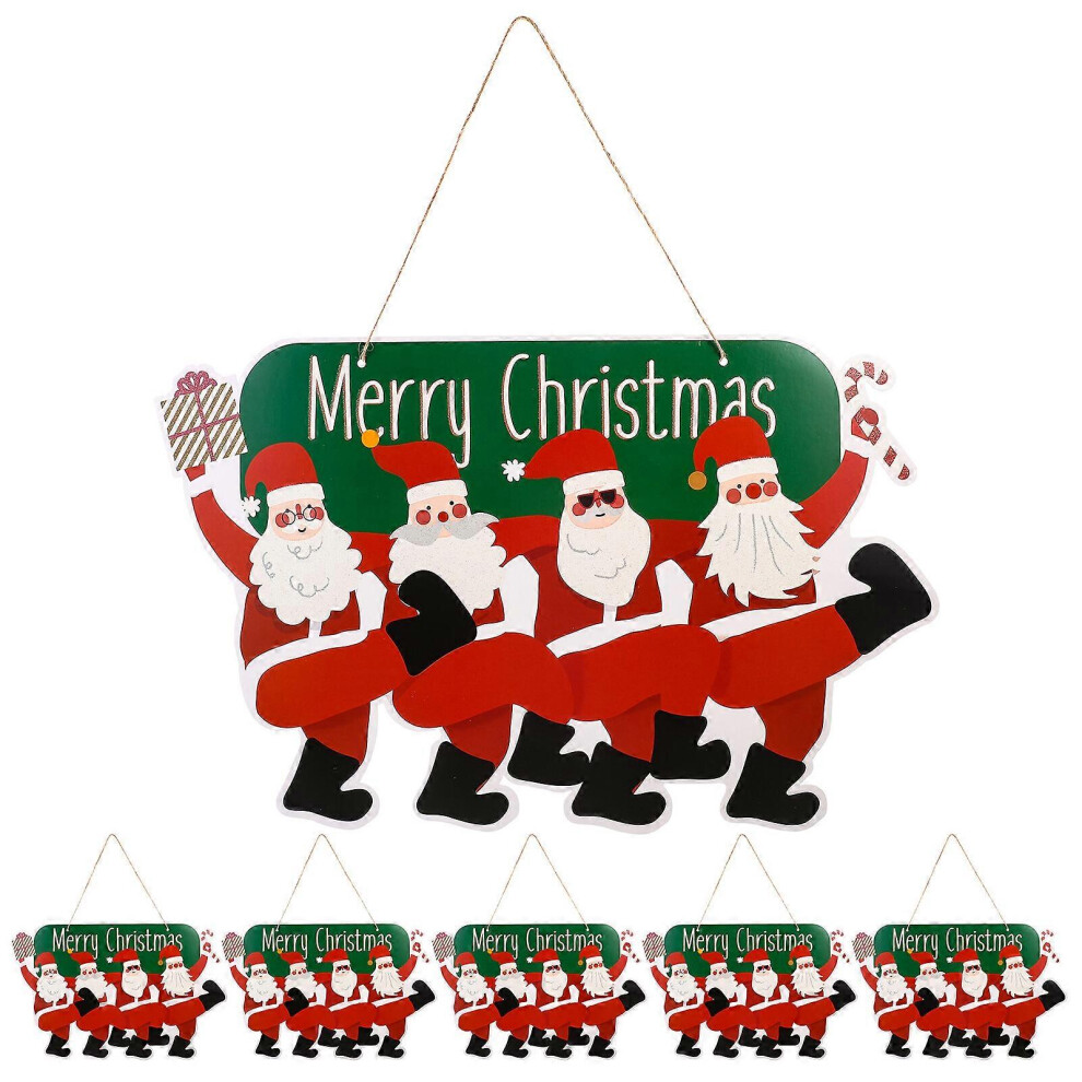 Kricely (As Show, One Size) 5Pcs Christmas Ornaments Christmas Tree Door Paper Santa Claus Sign Hanging Props