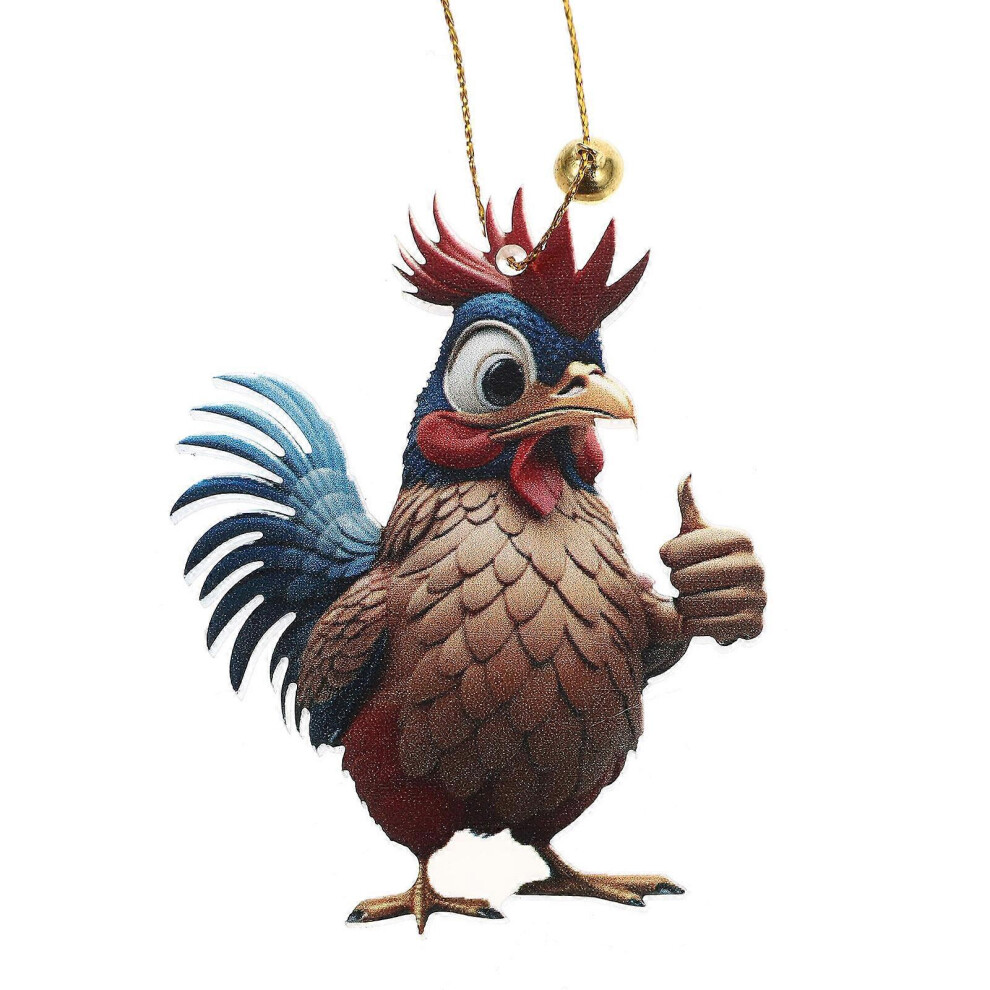 Kricely (As Show, One Size) Cartoon Chicken Pendant Christmas Hanging Decoration Simulation Rooster Ornament For Home Office