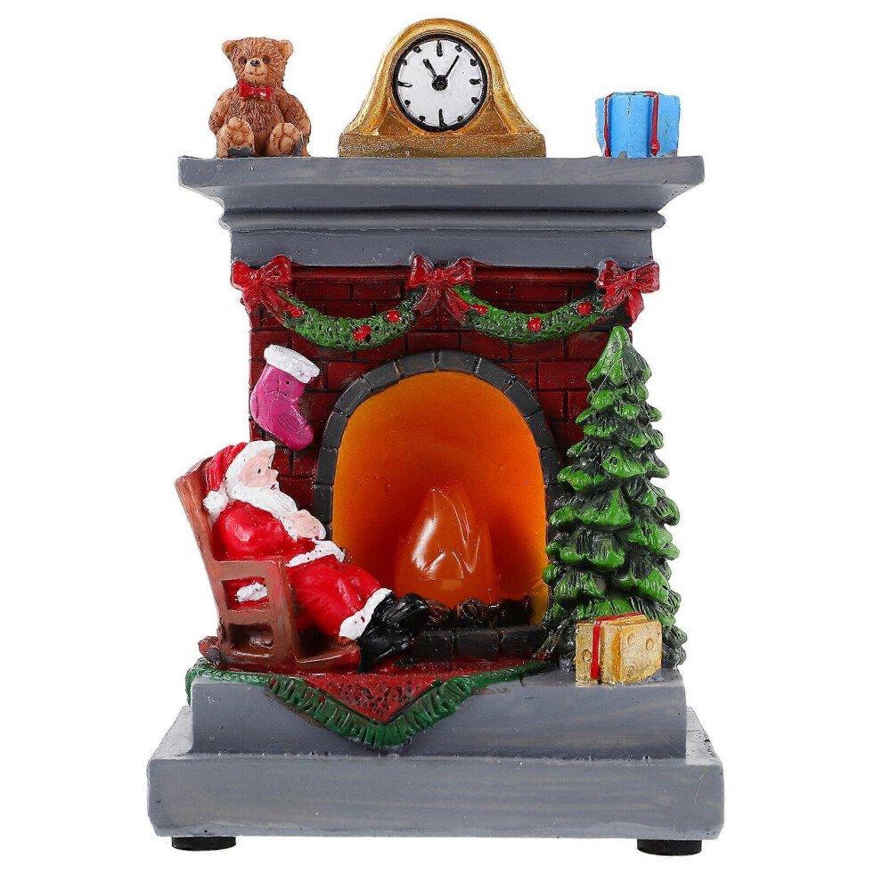 Kricely (As Show, One Size) Christmas Resin Santa Light Tabletop Decoration Fireplace Lamp Luminous Xmas Themed Light