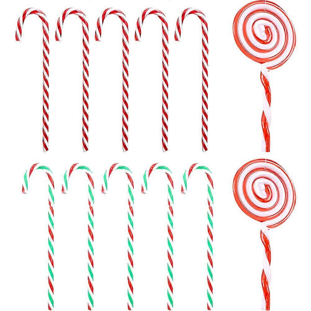 Kricely (As Show, One Size) 12Pcs Candy Cane Pendants Christmas Lollipop Pendants Xmas Tree Ornaments Party Favors