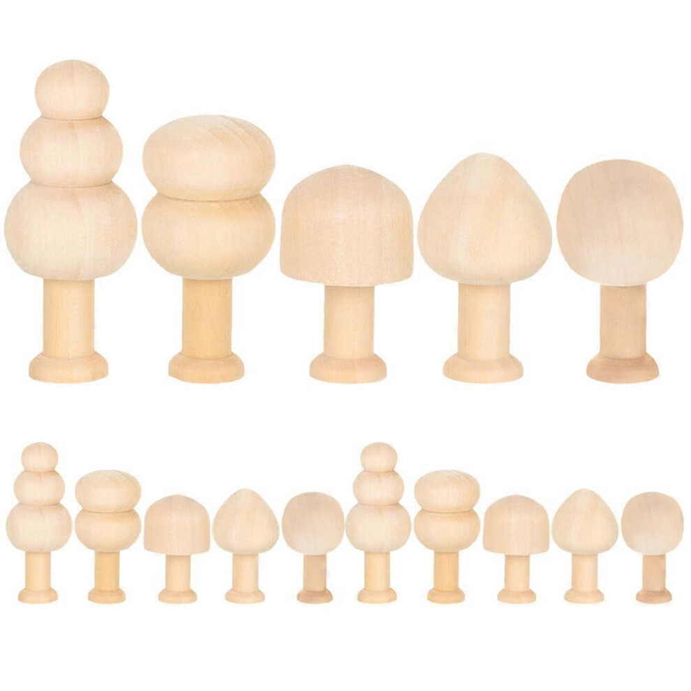 Kricely (As Show, One Size) 15Pcs Unfinished Diy Wood Trees Diy Wood Trees Ornaments Mini Wooden Trees Painting Decors