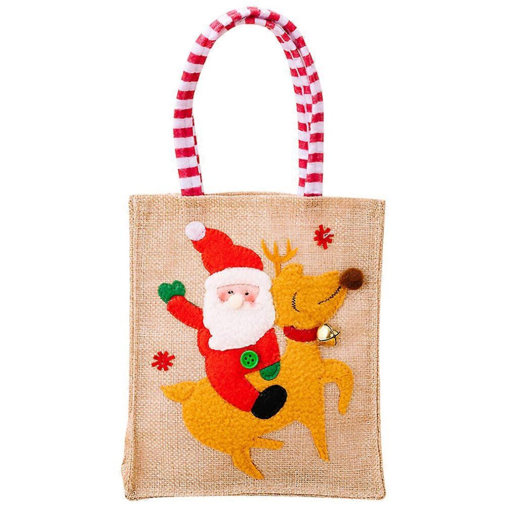 Kricely (As Show, One Size) Christmas Handle Gift Bag Christmas Party Favors Bag Holiday Goodies Pouch