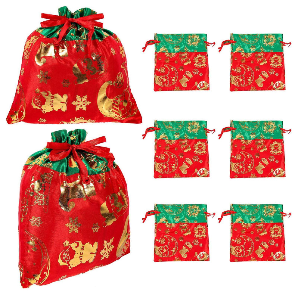 Kricely (As Show, One Size) 6Pcs Party Candy Bag Xmas Drawstring Bags Gift Storage Bags Gift Packing Bags
