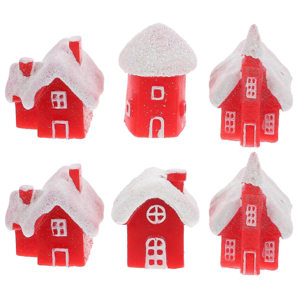 Kricely (As Show, One Size) 6Pcs Adorable Snow House Decorations Christmas Themed Models Lovely Miniature Models